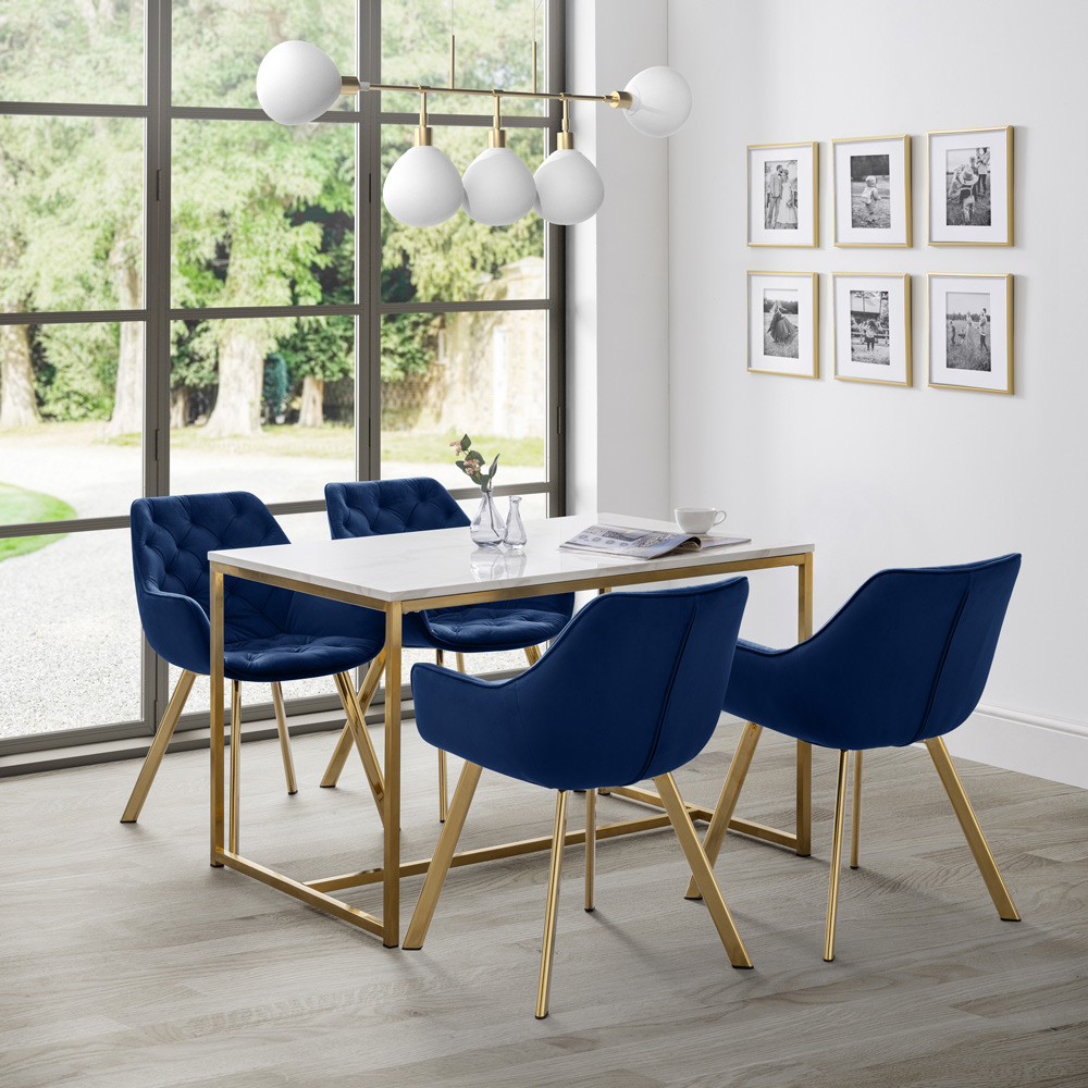 Julian Bowen Scala Dining Table Gold and White Marble Top Image 6