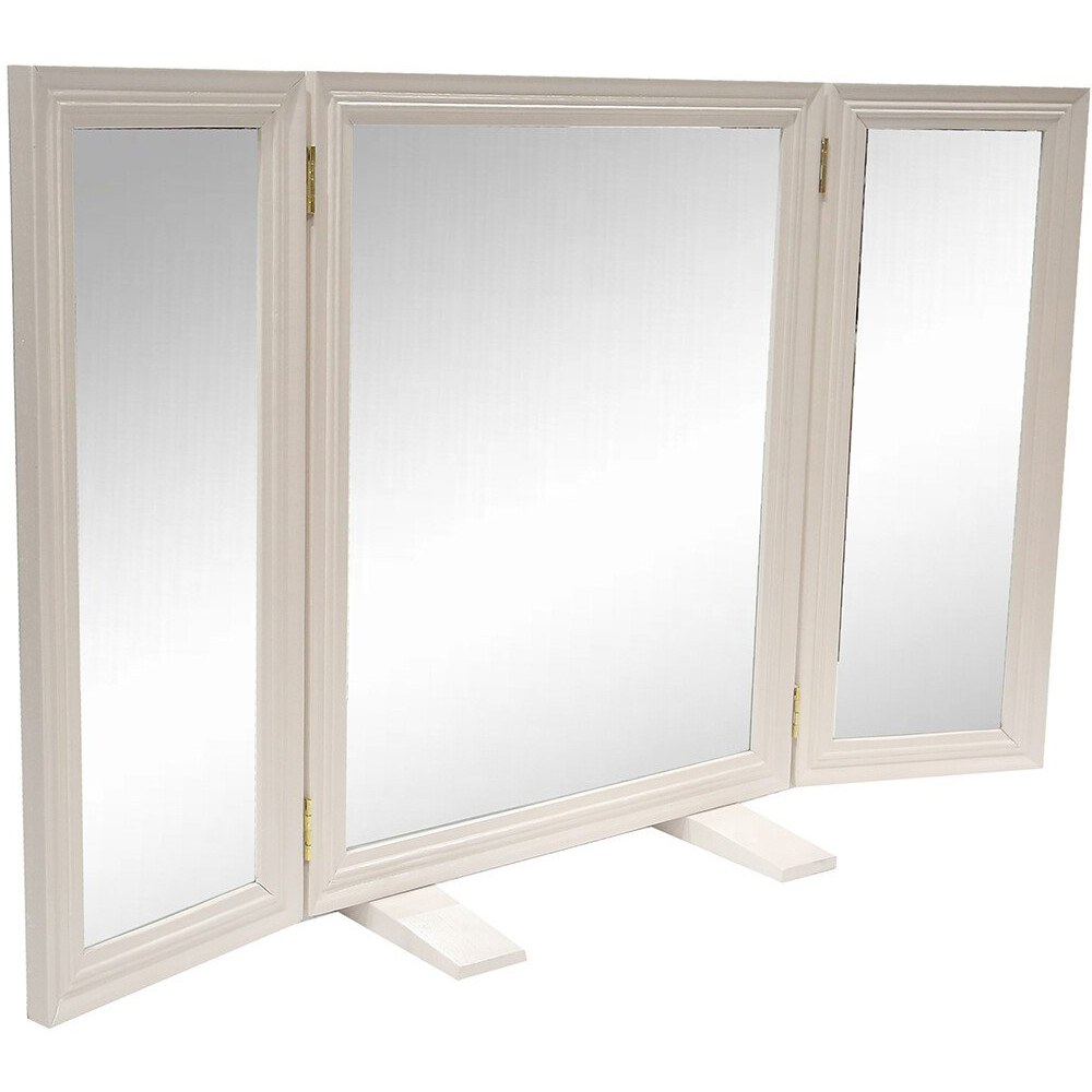 Stone Effect Dressing Table Mirror Cream Image 3