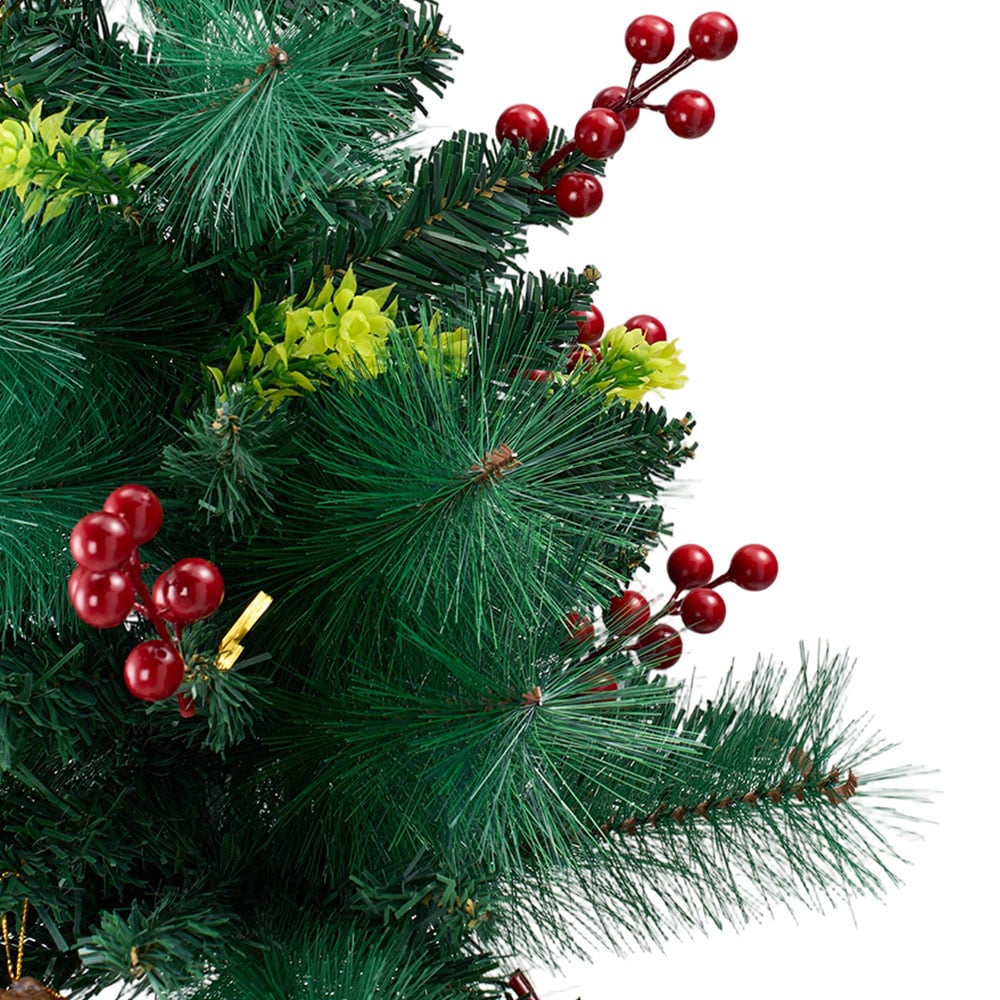 Living and Home Solar-Powered Pre-Lit Artificial Christmas Tree with Berries 2.6ft 2 Pack Image 5