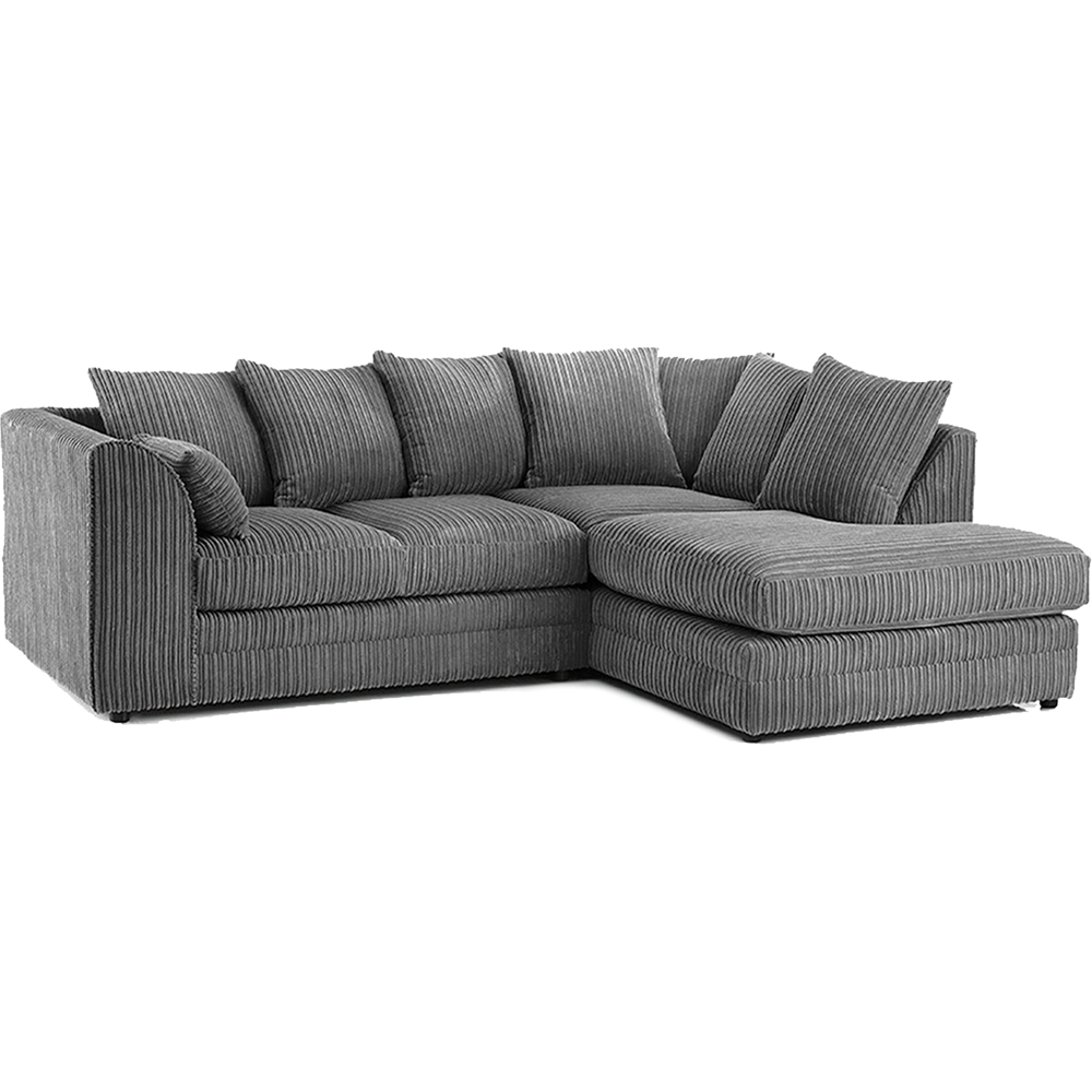 Portland Luxor 4 Seater Grey Jumbo Cord Right Hand L Shape Corner Sofa Image 2