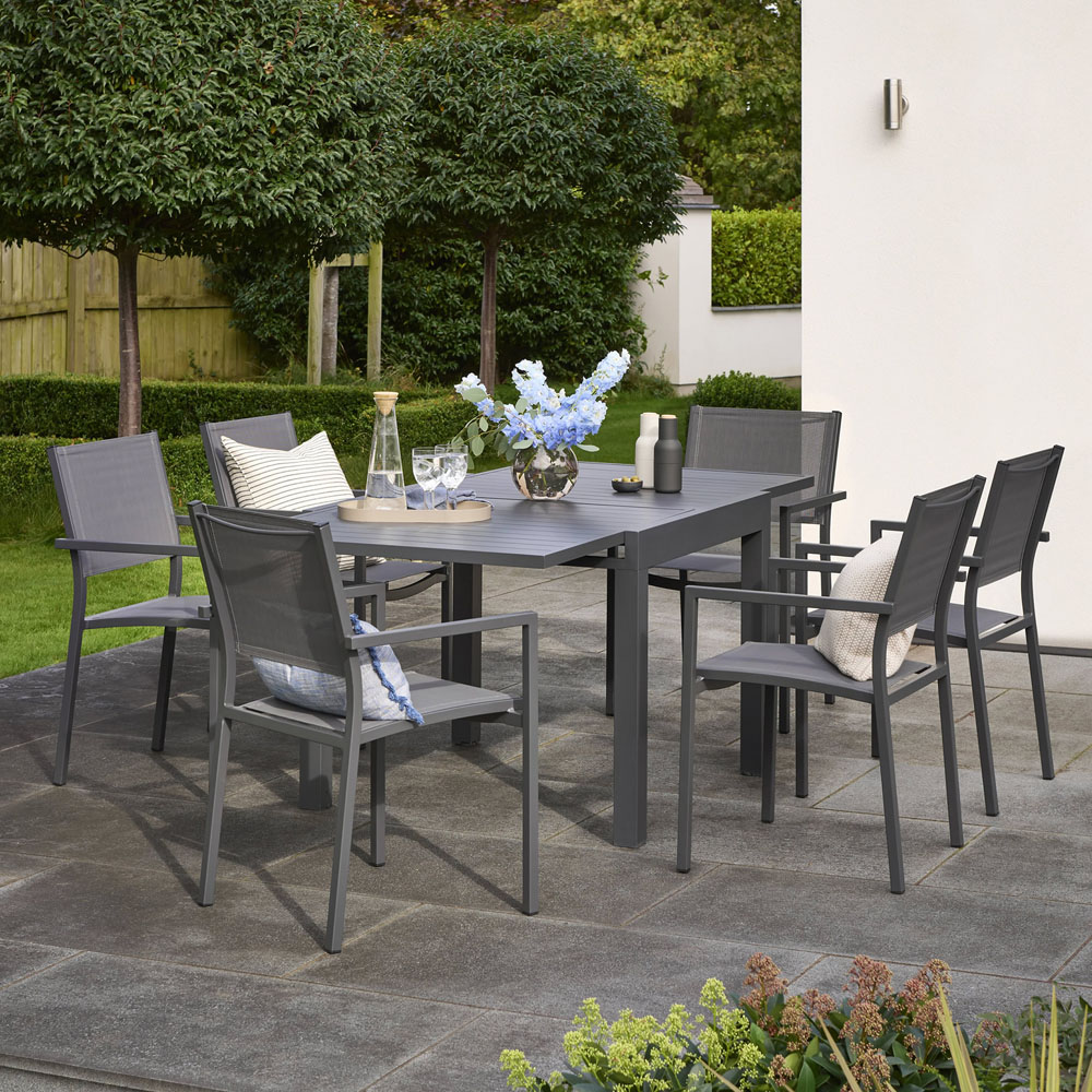 Kettler Sento 6 Seater Grey Extending Garden Dining Set Image 5