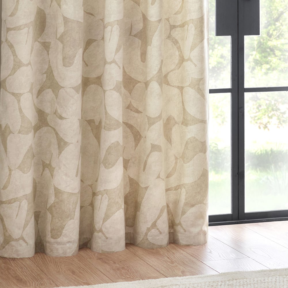 Hoem Brinn Natural Abstract Eyelet Curtains 168 x 137cm Image 3