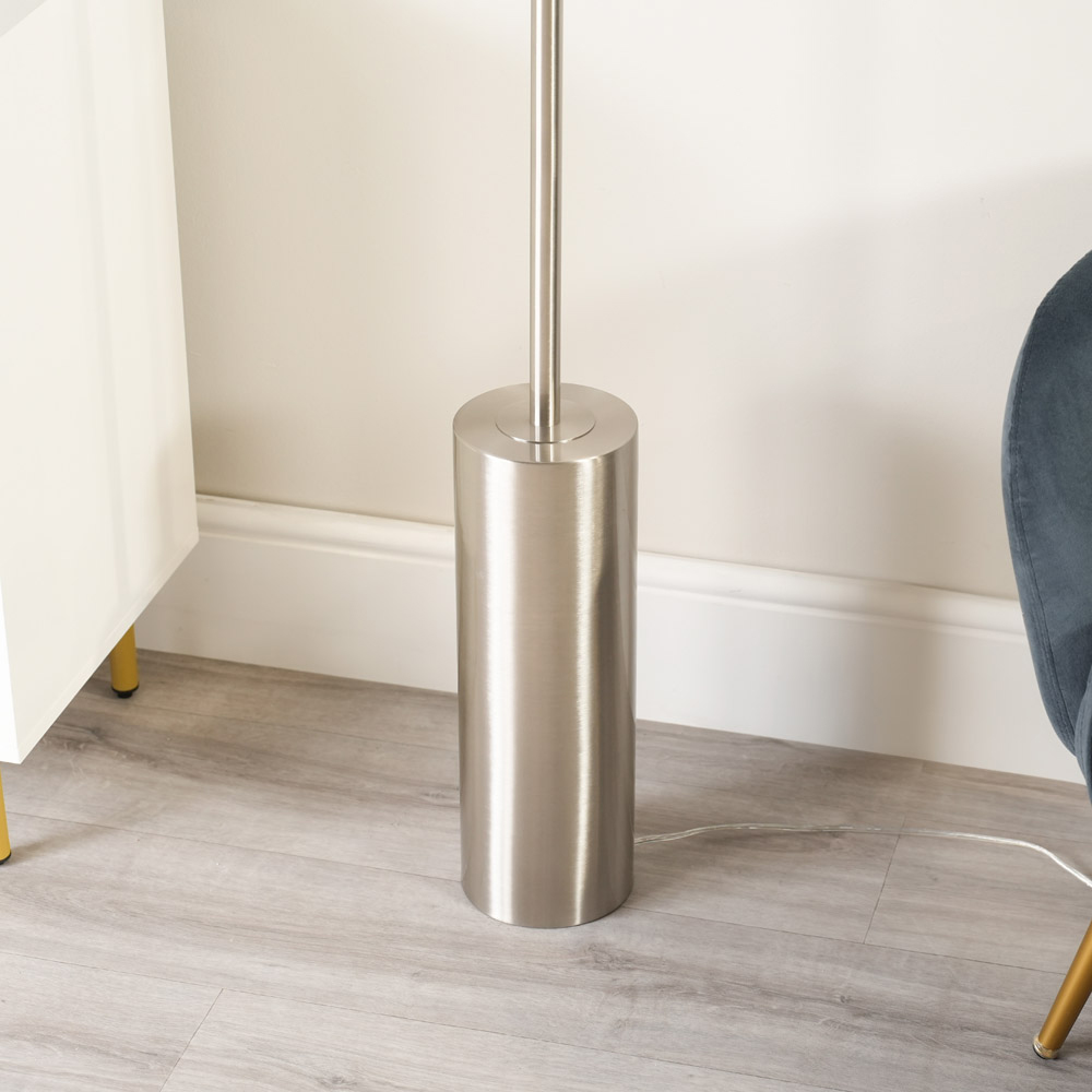 ValueLights Lexy Cream Boucle Shade Chrome LED Floor Lamp Image 3
