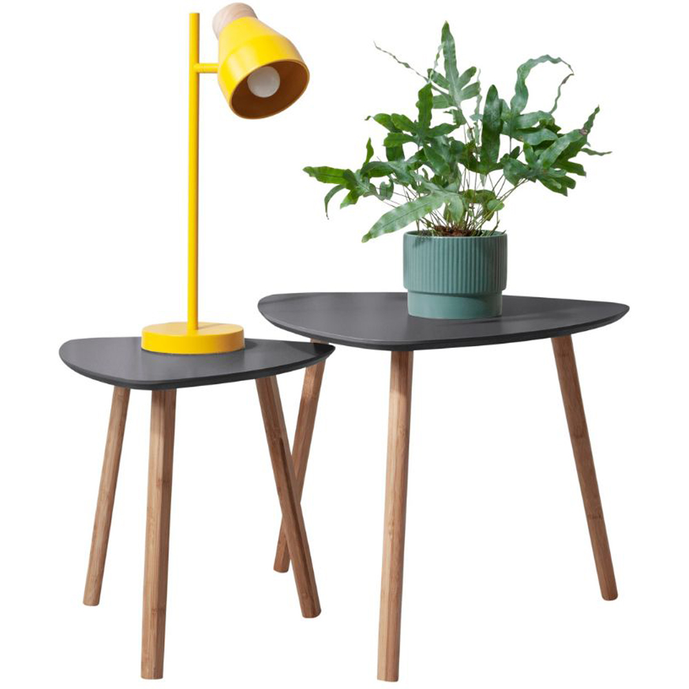 Noa and Nani Malme Dark Grey and Natural Pine Nest of Tables Set of 2 Image 2