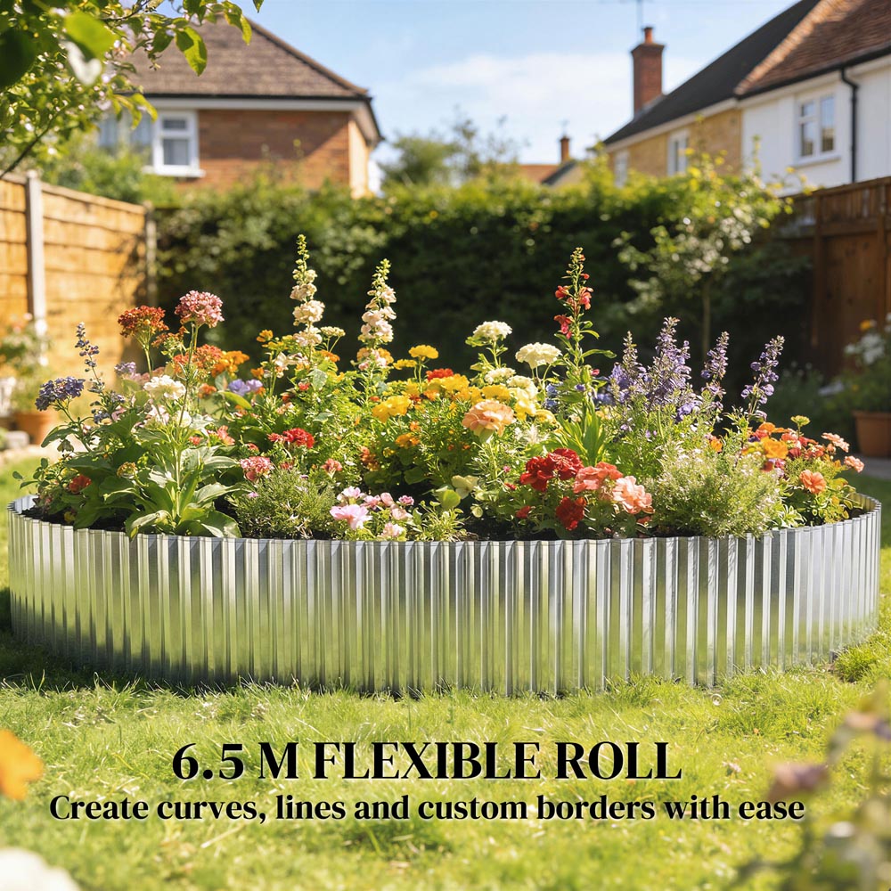 8mm Gold Edging Outsunny Silver Metal Garden Edging 8 inch x 21.3ft | Homebase
