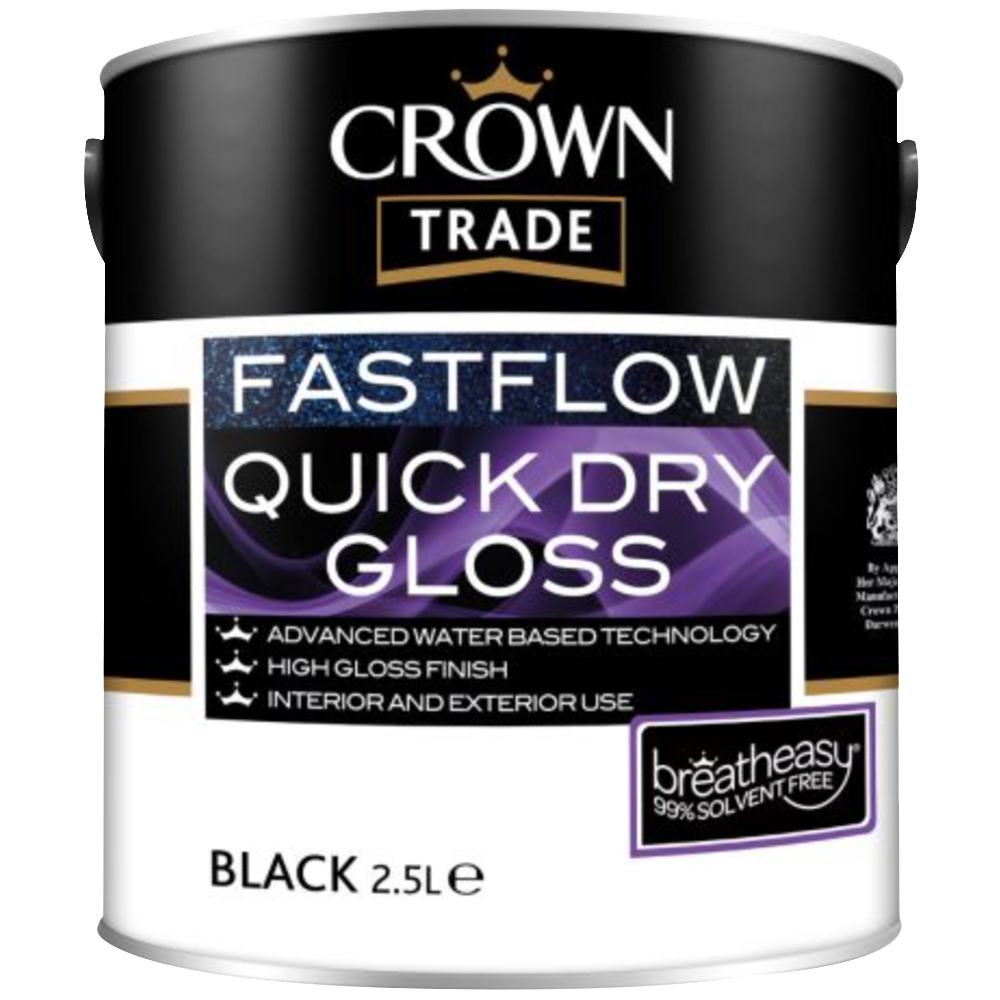 Crown Trade Fastflow Black Quick Dry Gloss Paint 2.5L Image 2