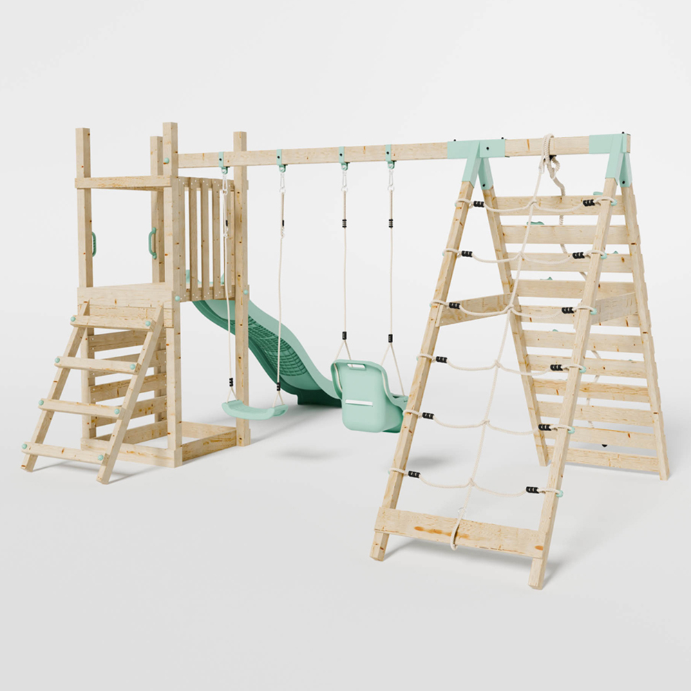 Mercia Mountain Climbing Frame Play Tower with Slide Swing Baby Seat Swing and Climbing Frame Wall Image 4