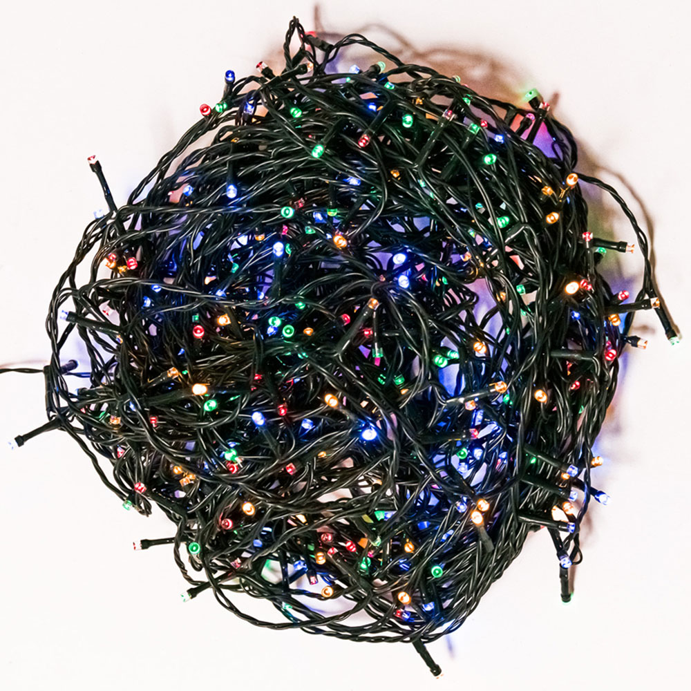 The Christmas Centre 100 Multicoloured LED Multifunction Green Cable String Light 10m Image 2