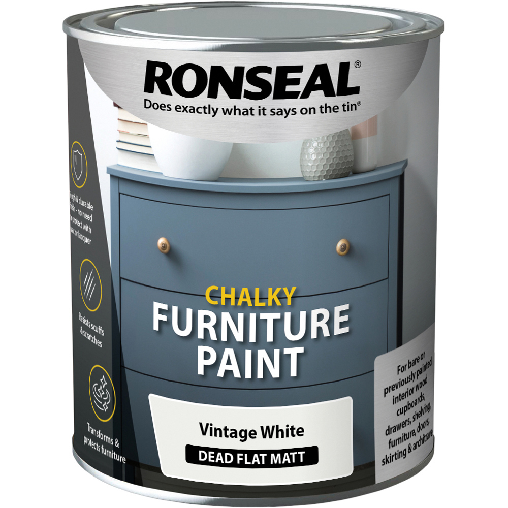 Ronseal Vint White Chalky Furniture Paint 750ml Image 2