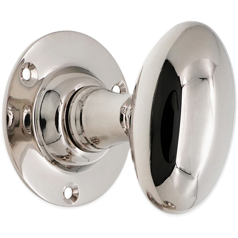 Spira Brass Polished Nickel Oval Mortice Door Knob 2 Pack Image 3