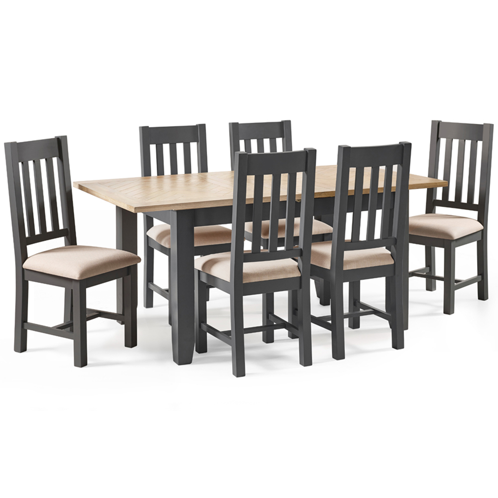 Julian Bowen Bordeaux 6 Seater Dining Set Dark Grey Image 2