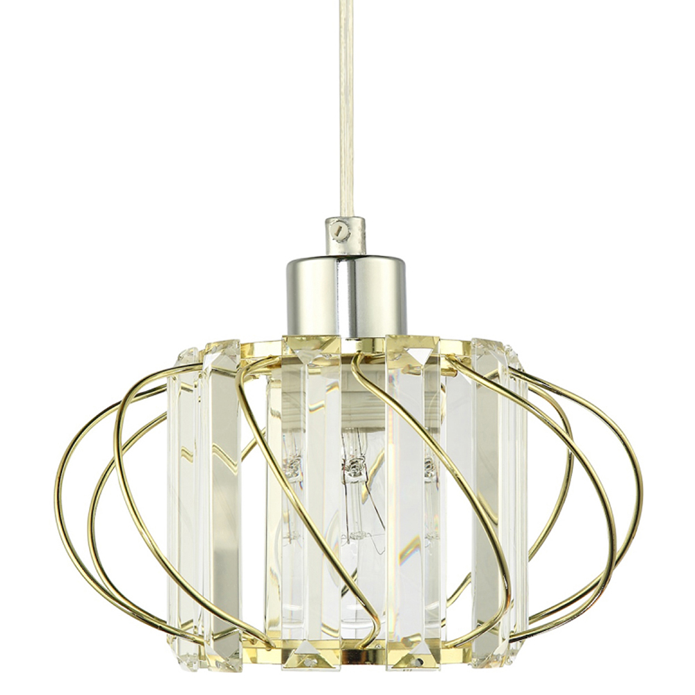 Happy Homewares Gold Frame Pendant Lamp Shade with Acrylic Rectangular Prism Image 1