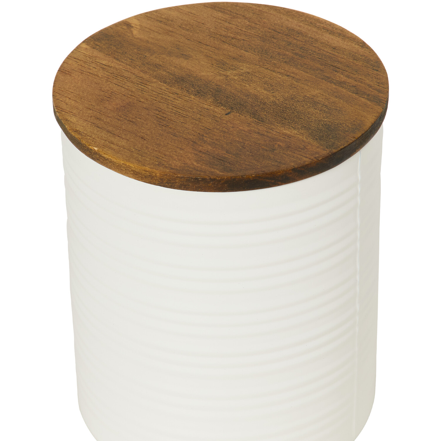 Malmo Embossed Canister with Acacia Lid - Cream Image 4