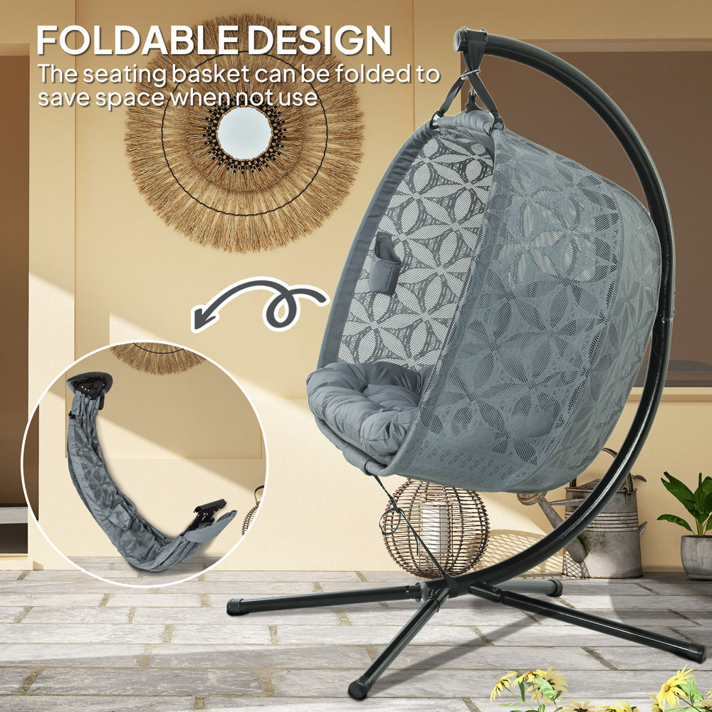 Outsunny Charcoal Grey Double Hanging Swing Chair Image 6