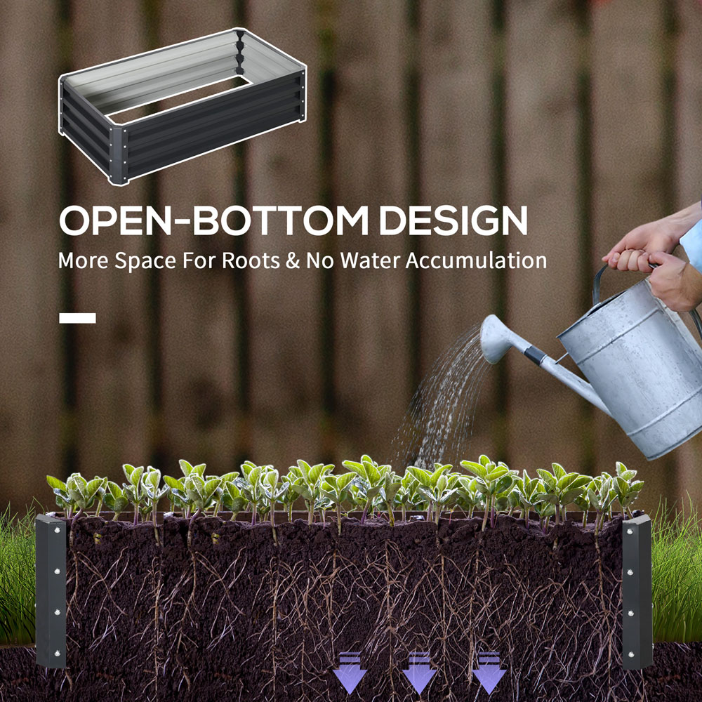 Outsunny Set of 2 Grey Raised Garden Bed 30 x 60 x 120cm Image 7