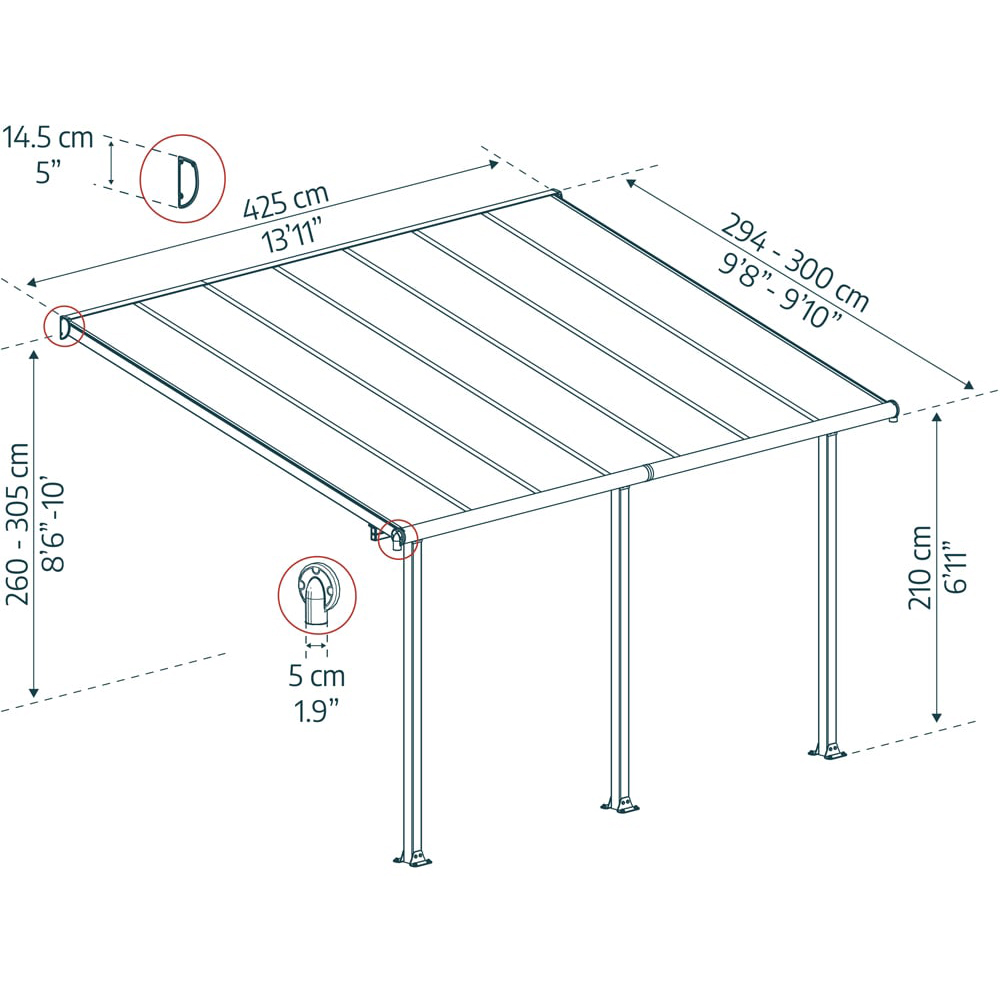 Palram Canopia Olympia White Clear 3 x 4.25m Patio Cover Image 6