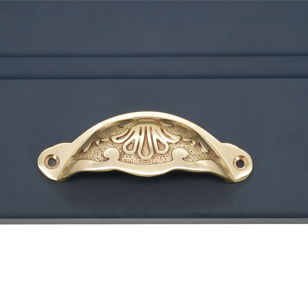 Spira Brass Floral Polished Brass Cup Pull Drawer Handle Image 2