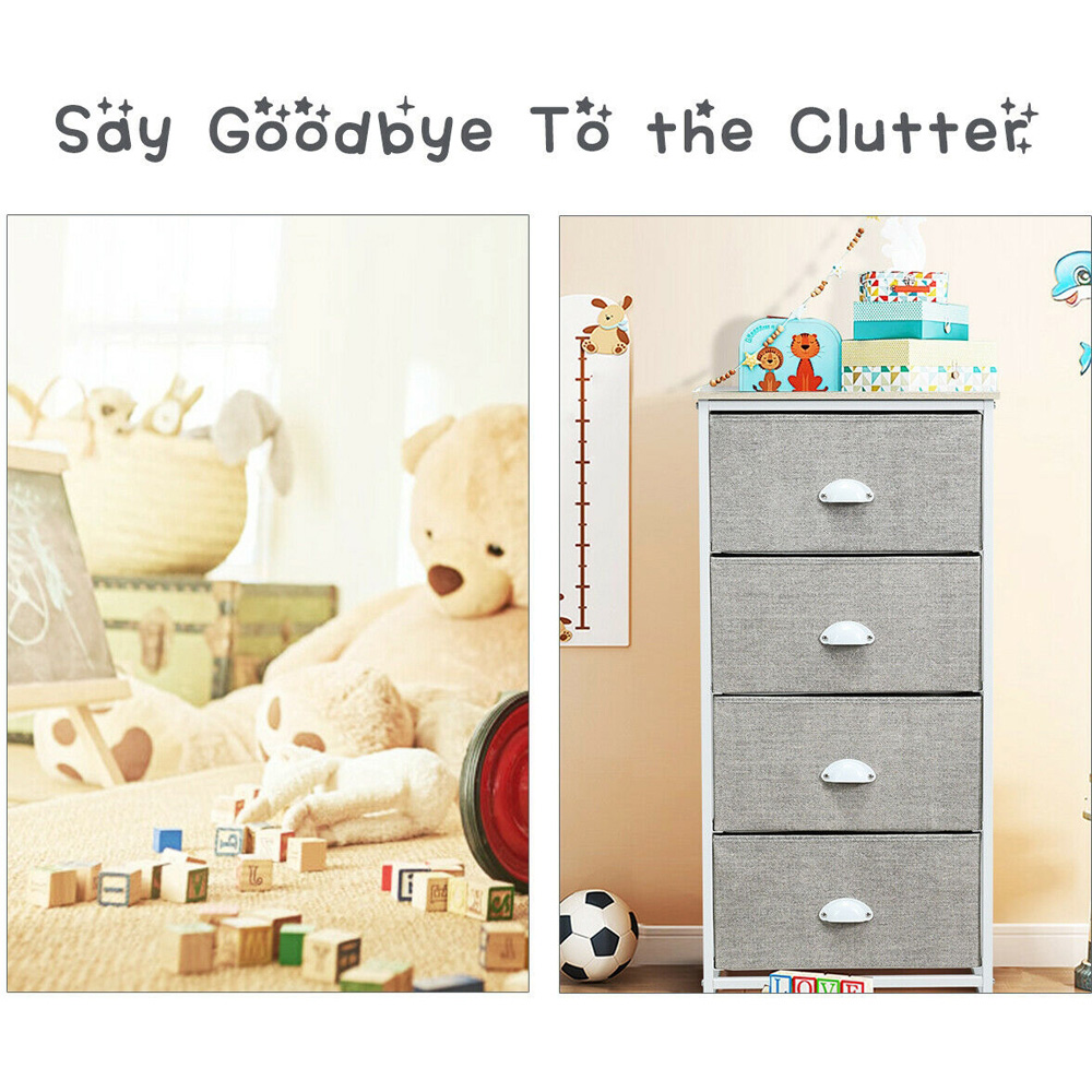 Costway 4 Drawer 3/4 Fabric Bedside Storage Cabinet with Foldable Drawers Image 7