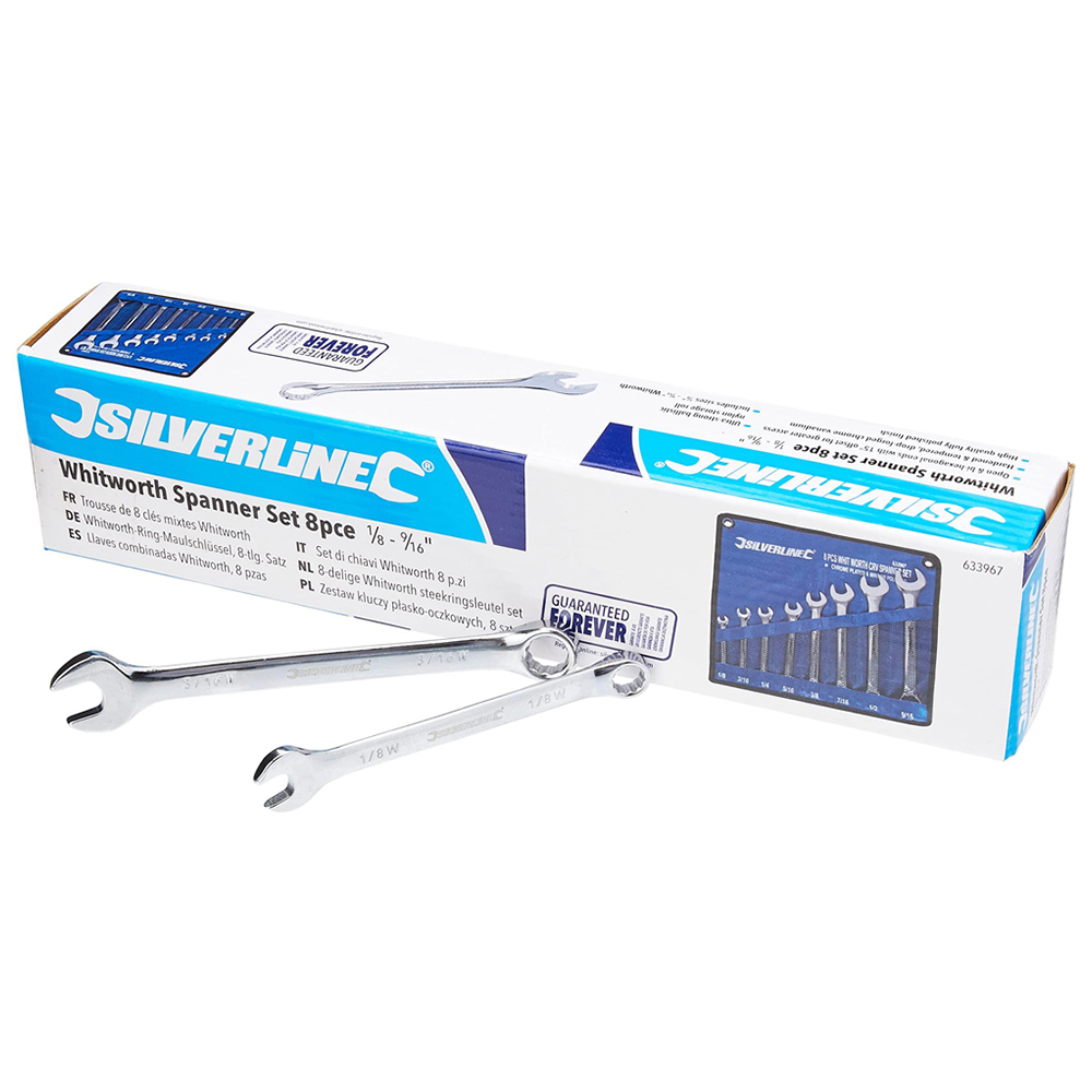 Silverline 8 Piece 1/8 to 9/16 inch Whitworth Spanner Set Image 2