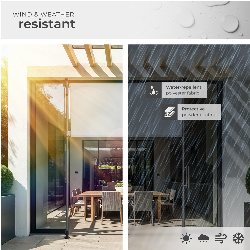 tectake Taija Light Grey Retractable Awning with hand crank 310 x 108cm Image 4