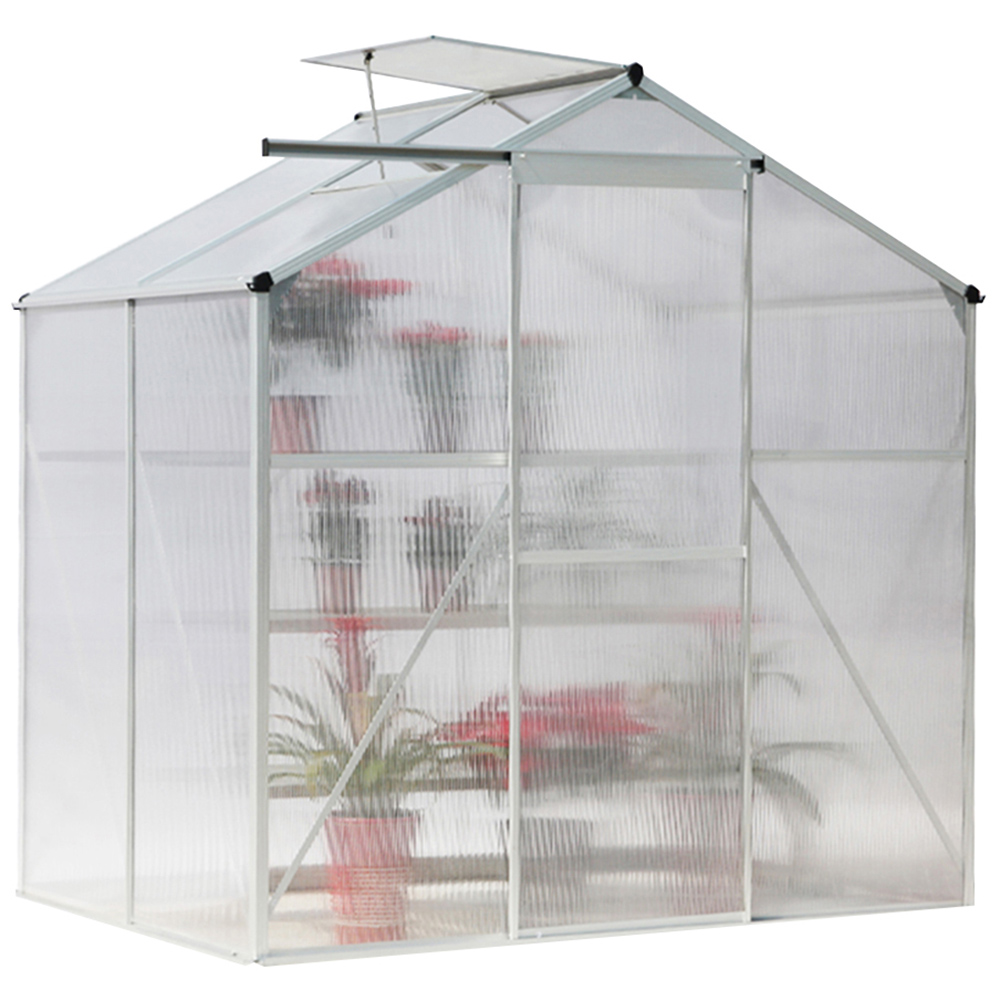 Living and Home Aluminium 4.2 x 6.2ft Hobby Greenhouse with Window Opening Image 3