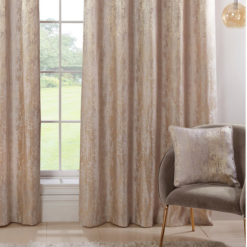 Divante Agadir Champagne Jacquard Eyelet Curtains 229 x 229cm Image 5