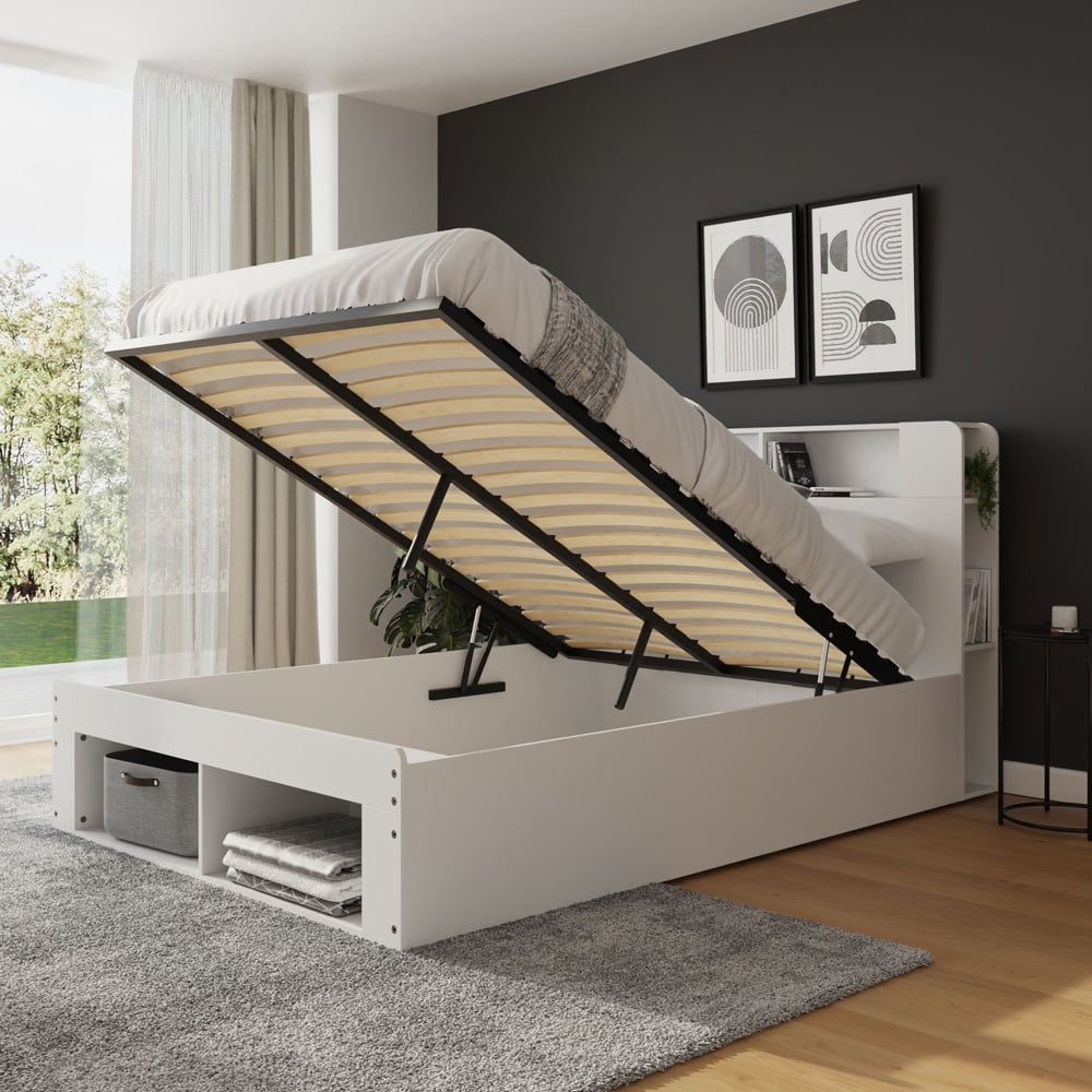 GFW Anya Double White Integrated Storage Ottoman Bed Image 6