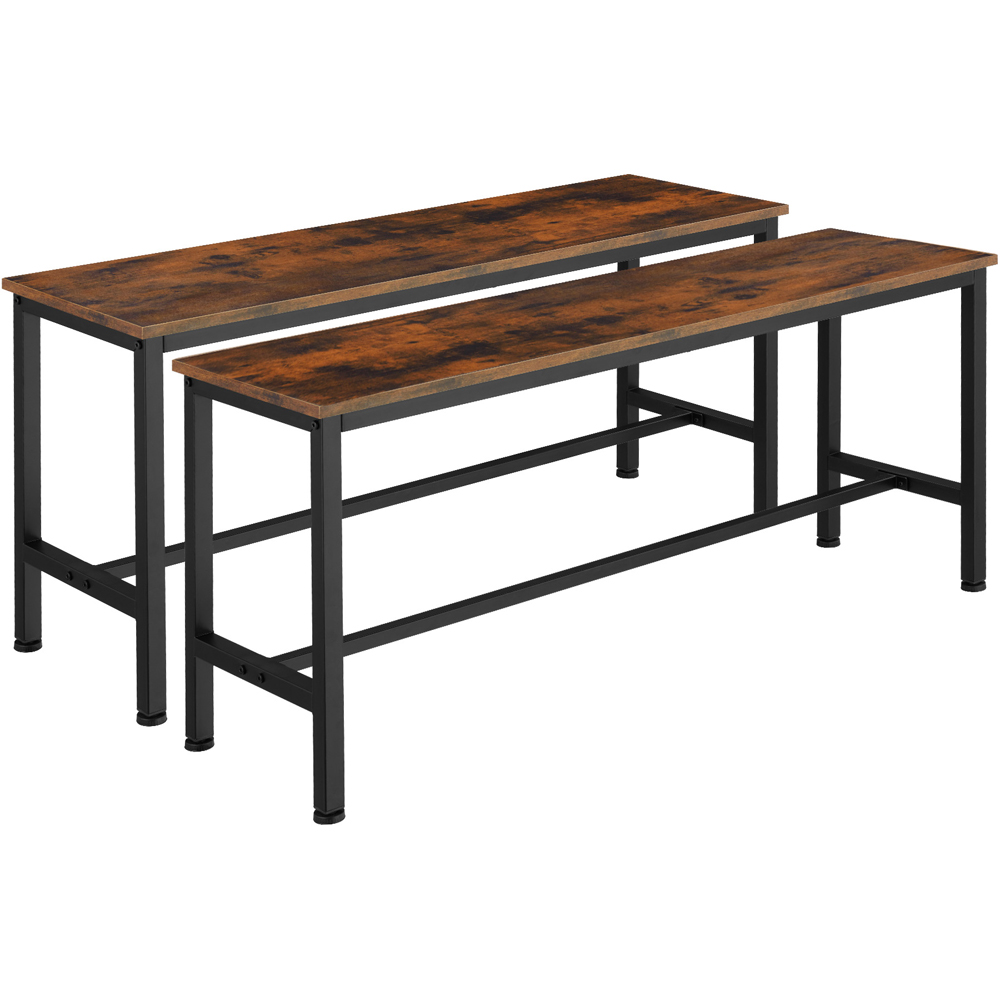 tectake Fairfield Set of 2 Dark Wood Bench Image 2