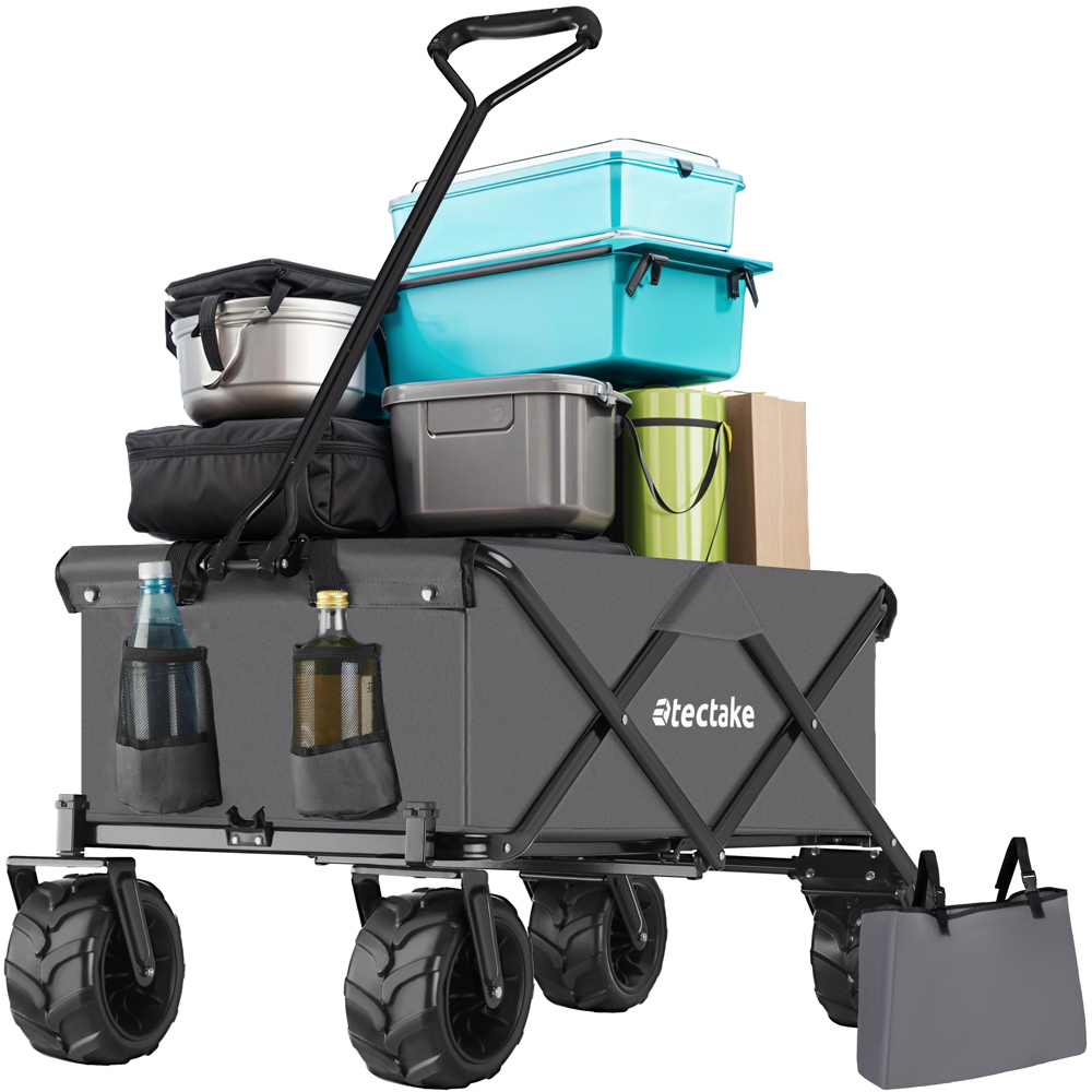 tectake Grey 2 Pocket Foldable Garden Trolley 80kg Image 1