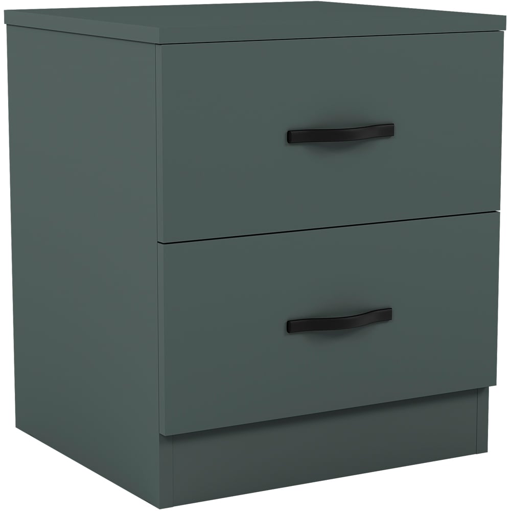 Vida Designs Riano 2 Drawer Jasper Green Bedside Table Image 2