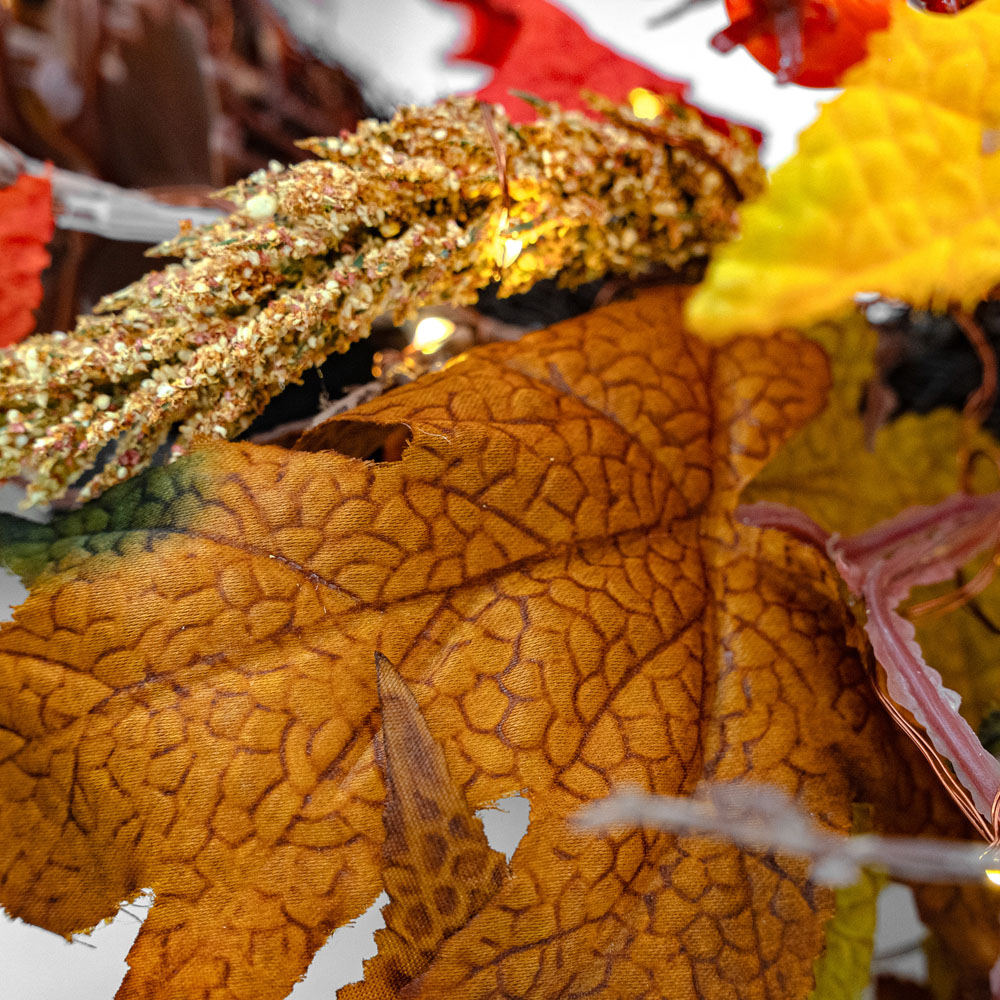 Norfolk Autumn Maple 150 Warm White LED Christmas Wreath with Berries and Pinecones 183cm Image 6