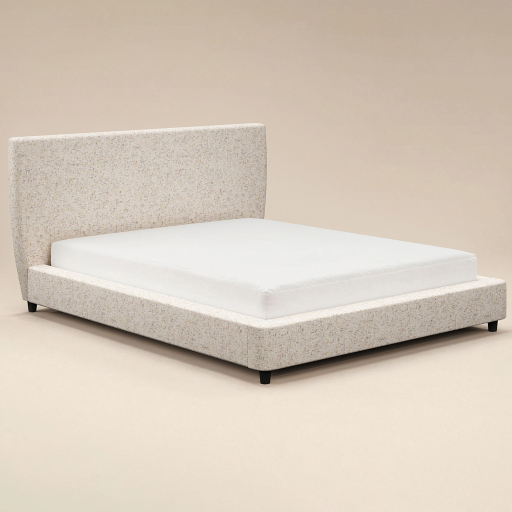 Solace+Co Luciana King Size Cream Chenille Upholstered Platform Bed Frame Image 2