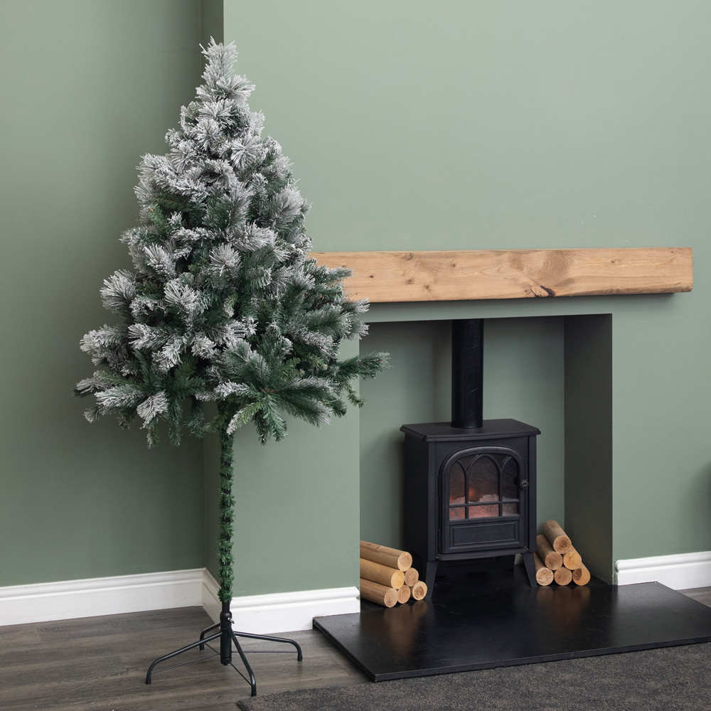 Samuel Alexander Snow Flocked Space Saving Artificial Christmas Tree with Metal Stand 6ft Image 8