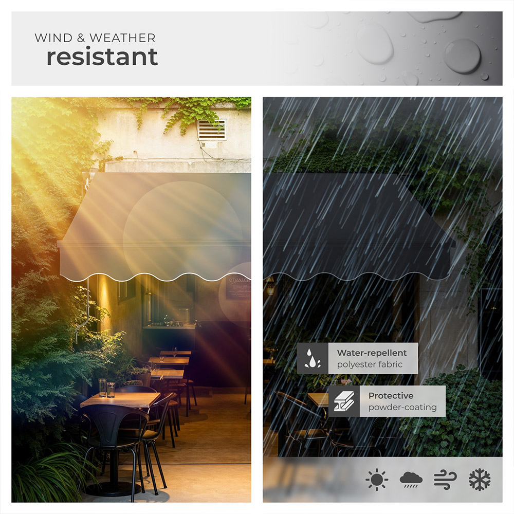 tectake Ornella Dark Grey Retractable Awning 250 x 200cm Image 5