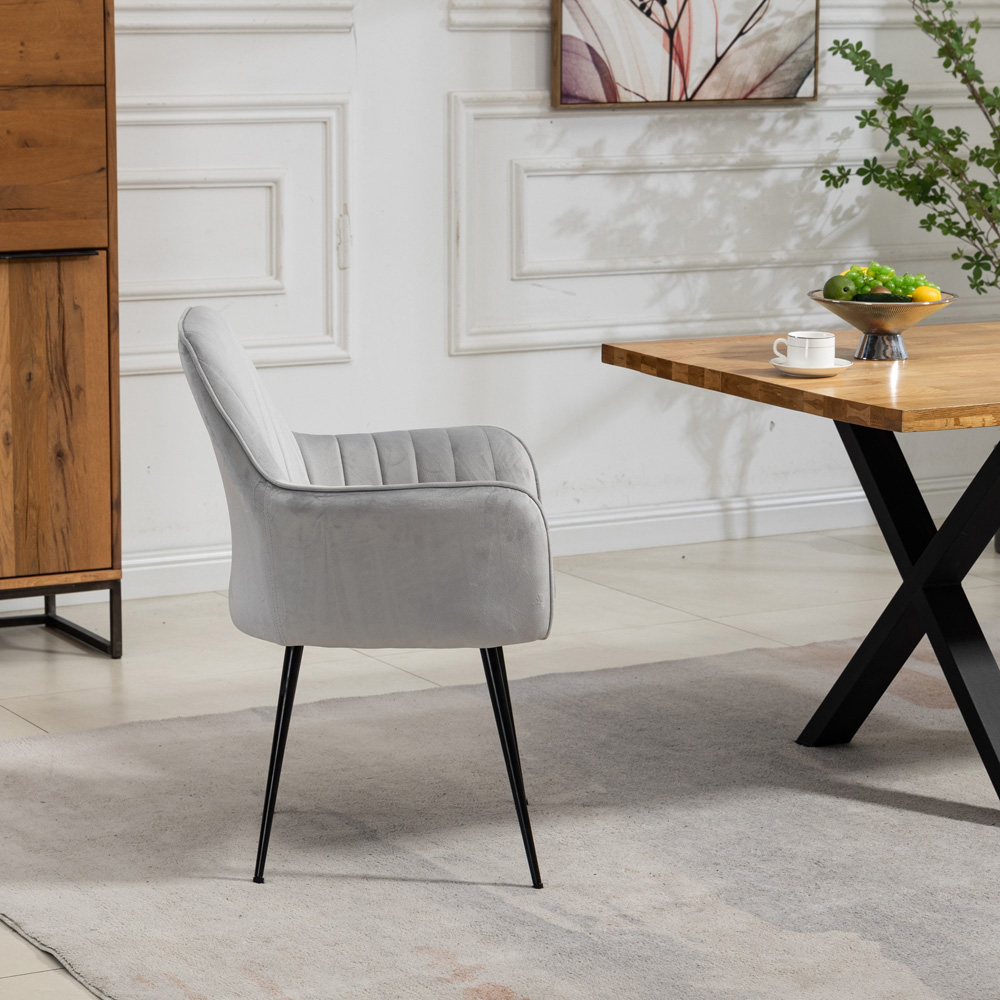 Artemis Home Carrara Set of 2 Silver Velvet Dining Chair Image 4
