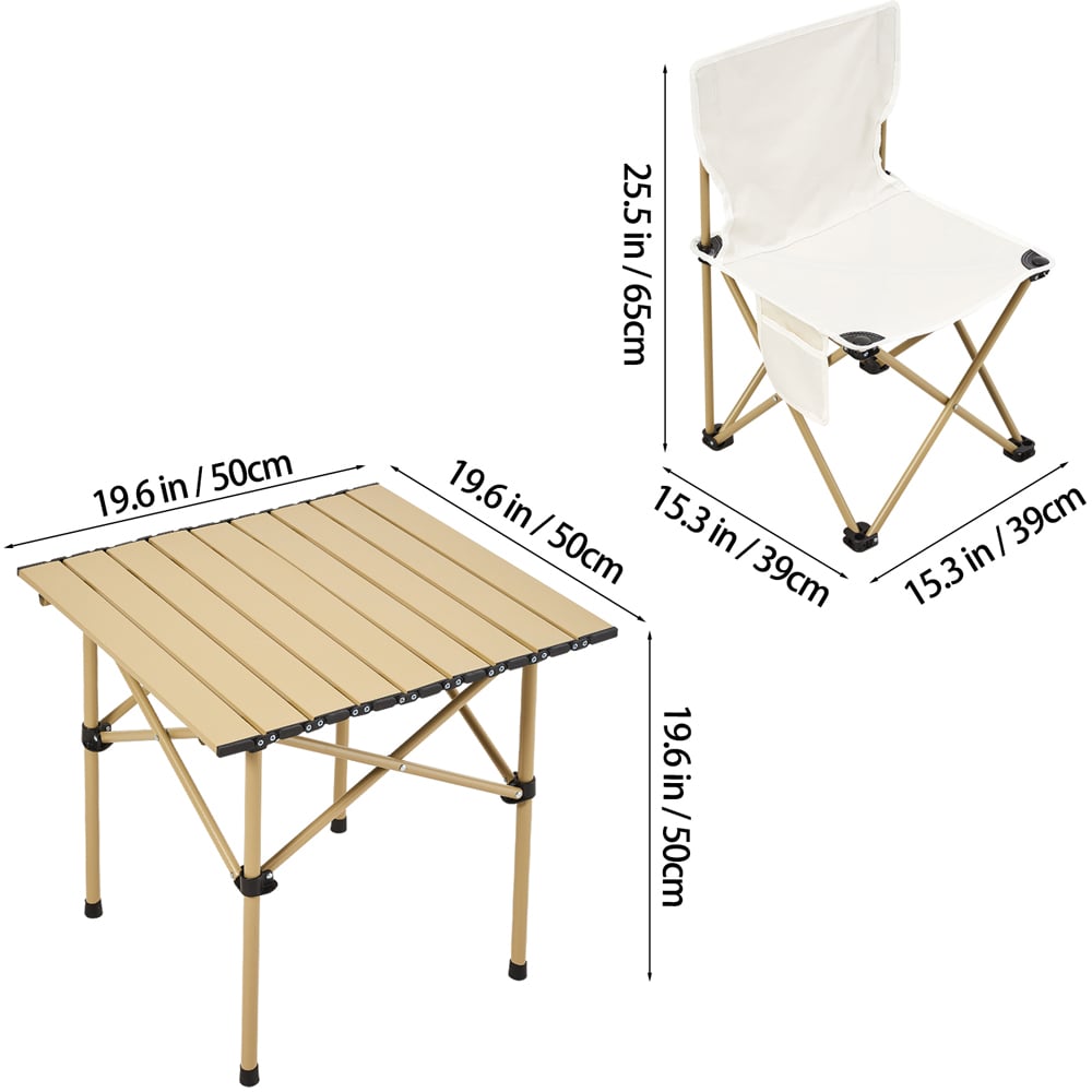 Living and Home 2 Seater Beige Portable Folding Camping Set Image 9