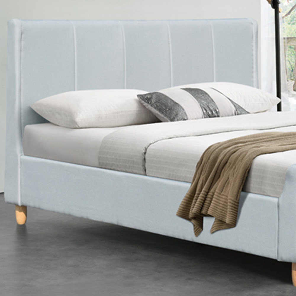 Brooklyn Double Blue Linen Fabric Upholstered Bed Frame Image 2