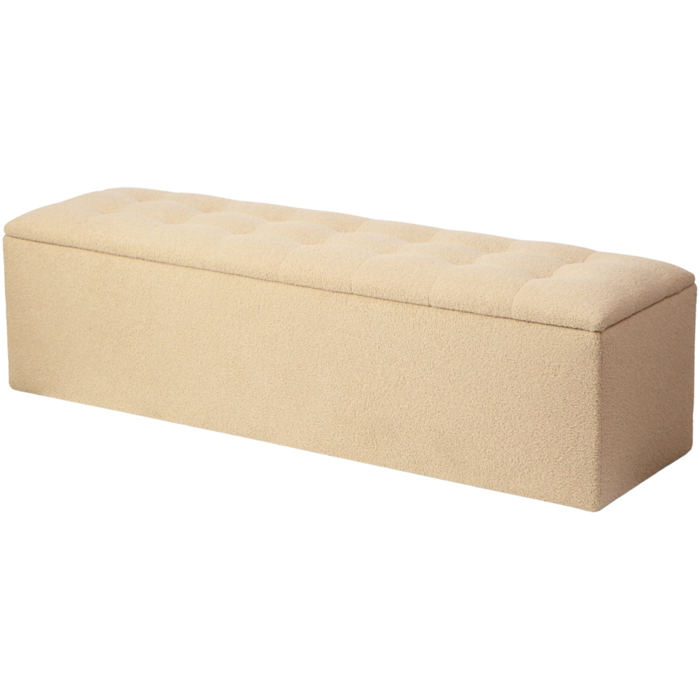 Desser Furniture Large Rectangular Latte Boucle Fabric Storage Ottoman Image 2