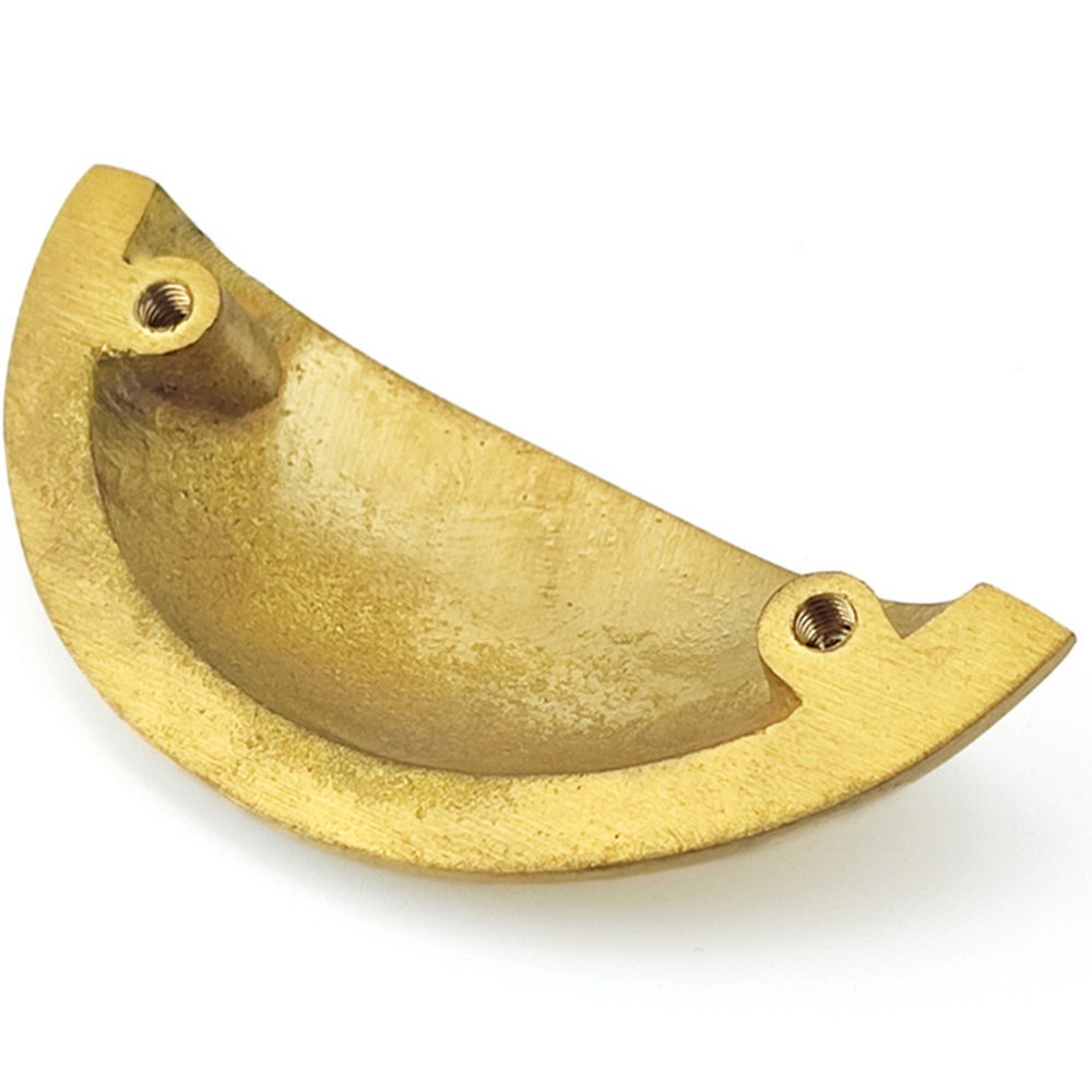 Spira Brass Satin Brass Small Slim Cup Pull Drawer Handle Image 4