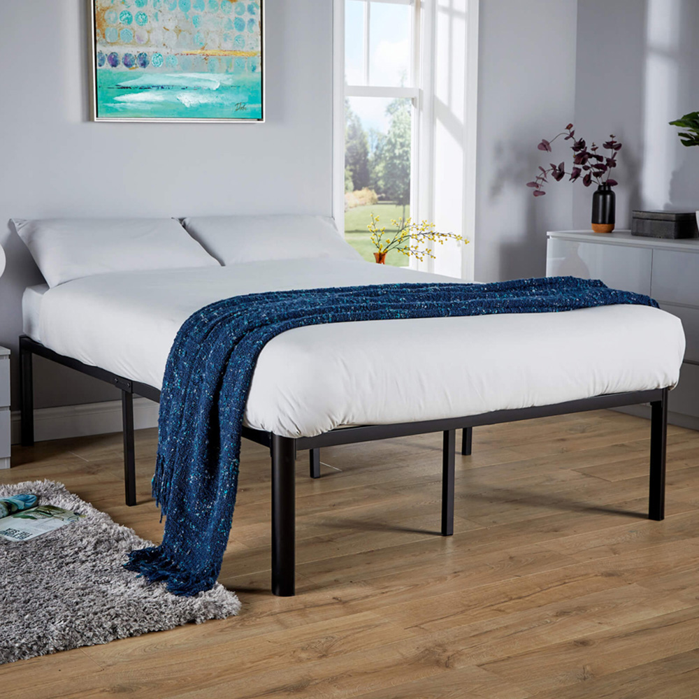 Home Source Podium Double Black Metal Platform Bed Frame Image 1