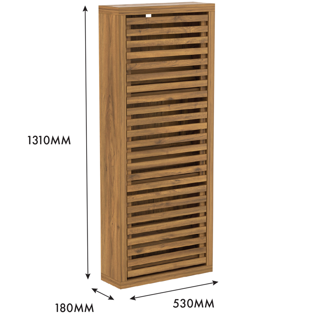 Flexi Storage Erik 3 Door Mango Wood Effect Slatted Consealed Shoe Cabinet Image 8