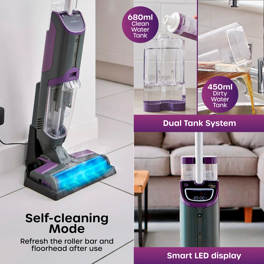 Swan Dirtmaster Crossover SC51010N Purple All‑in‑One Hard Floor Cleaner with Cordless Vacuum and Mop Image 5