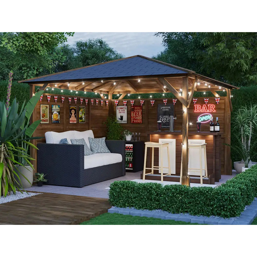 Dunster House Utopia 3 x 3m Brown Heavy Duty Log Bar Garden Gazebo Image 3