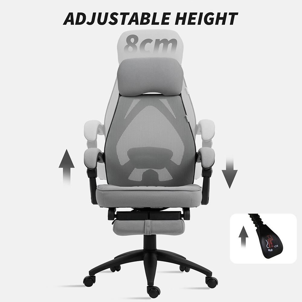 Portland Dark Grey Mesh Swivel Home Office with Footrest Image 4