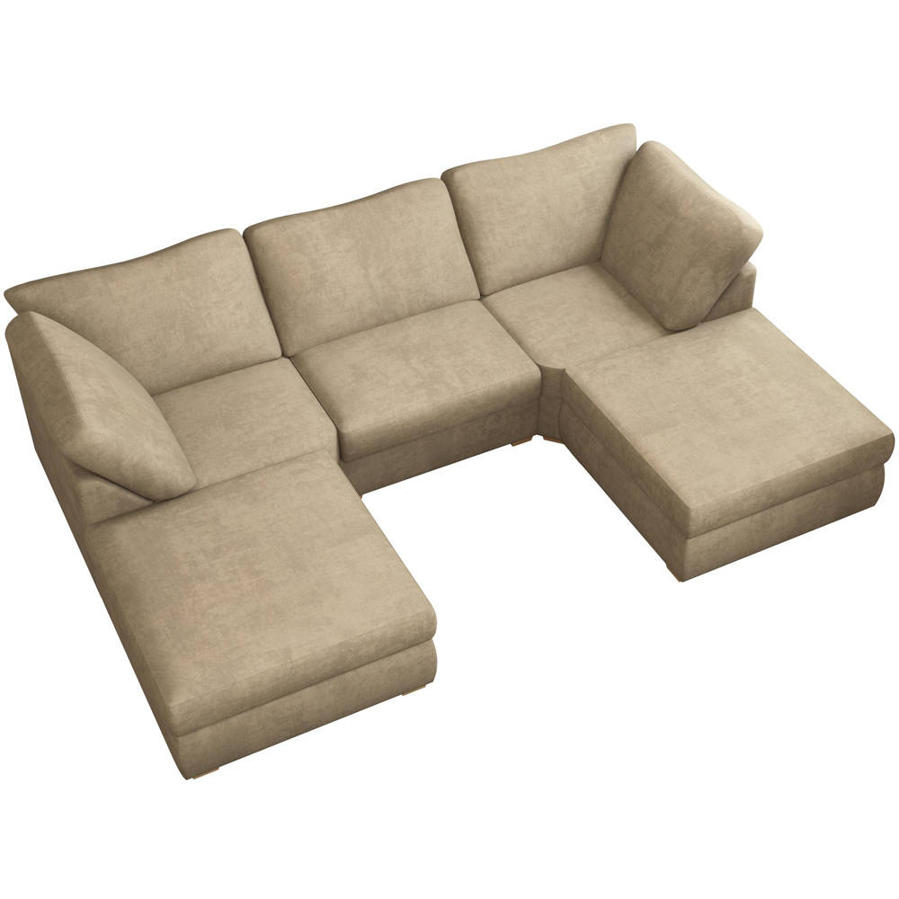 Nestle 5 Seater Mink Plush Velvet Fixed Back U-Shape Sofa Image 4