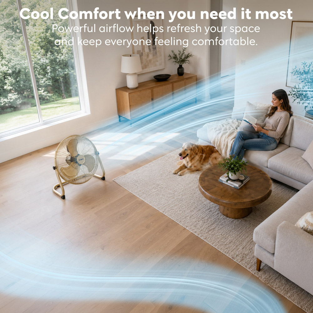 Air Pro Gold 3 Speed Powerful Air Cooling and Circulating Floor Fan 20 inch Image 3