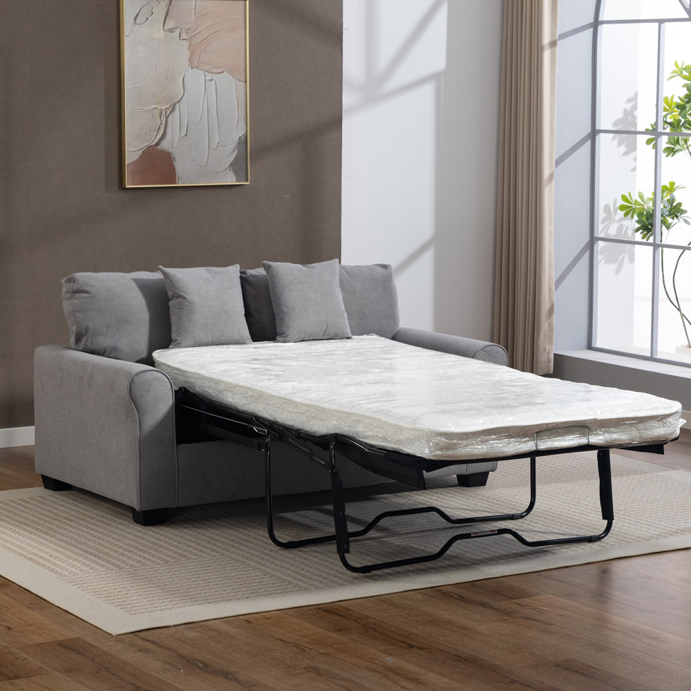 Artemis Home Lewiston 2 Seater Grey Fabric Sofa Bed Image 8