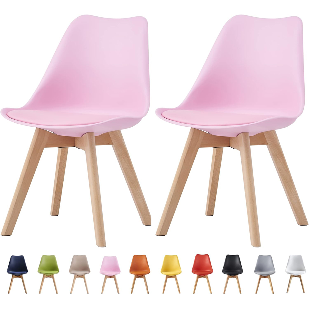 Eva Set of 2 Pink Padded Dining Chairs Image 7