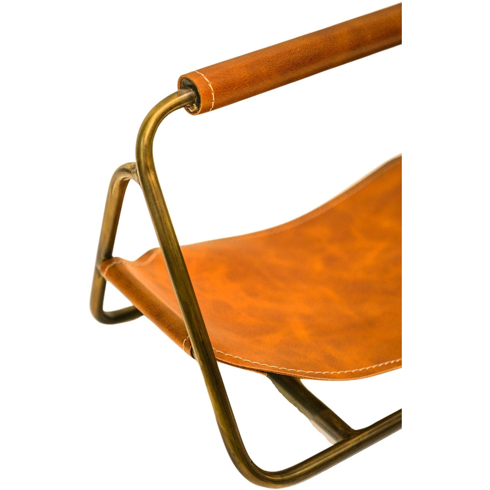 Ivyline Contemporary Antique Brass Hanging Leather Kindling Holder Image 2