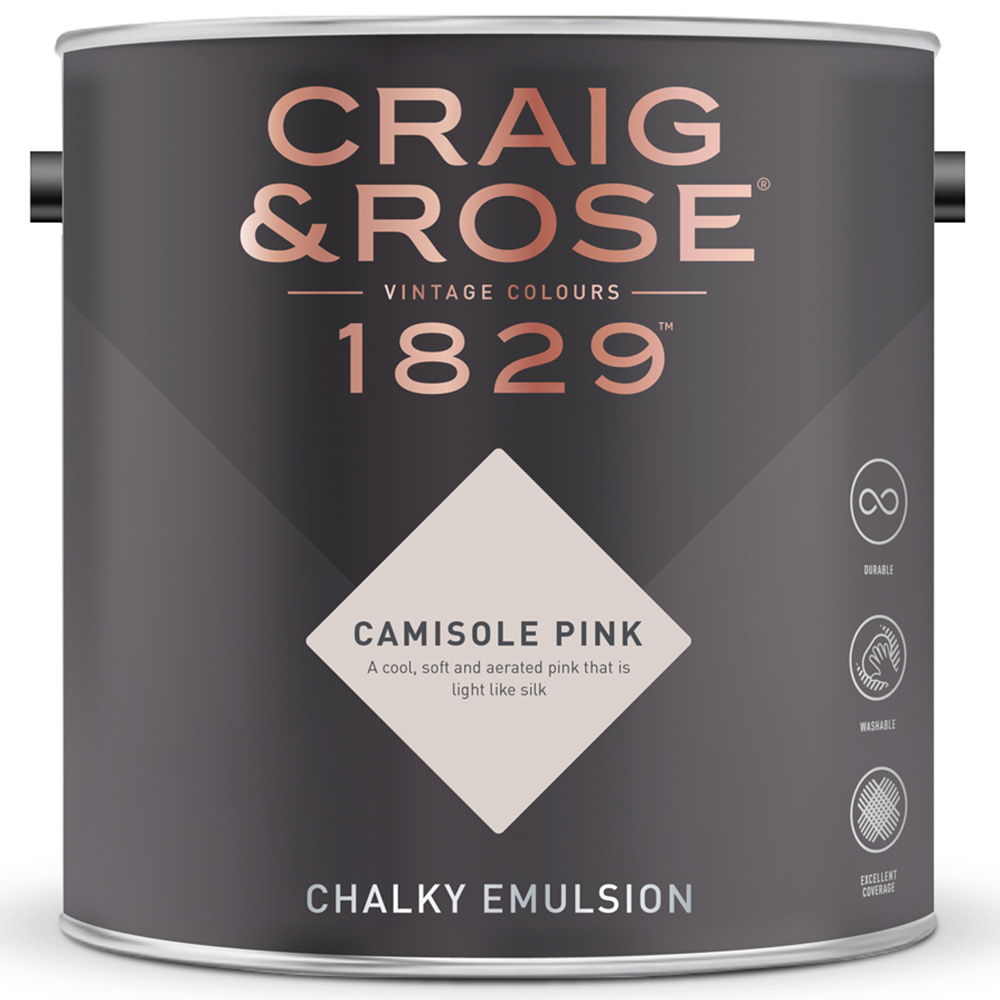 Craig & Rose Walls and Ceilings Camisole Pink Chalky Emulsion Paint 5L Image 2